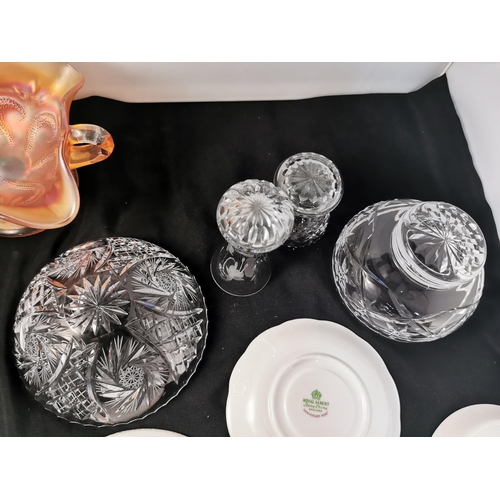 146 - four pieces of good quality crystal glassware inc a Thomas Webb bowl and four cups & saucers inc Roy... 