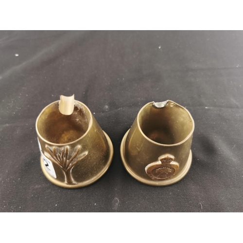 152 - Pair of genuine trench art brass pots