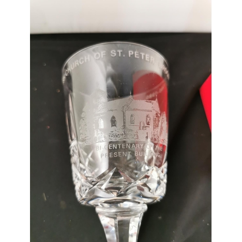 171 - Royal Brierley limited edition crystal goblet with a picture of the church of St Peter No. 90 of 100