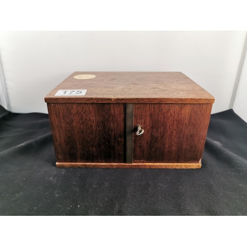 175 - Vintage solid Mahogany coin display case cabinet with 8 slide out drawers for various sizes of coins... 