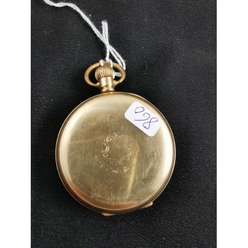 182 - Gold plated 10 year guarantee pocket watch in good clean working condition