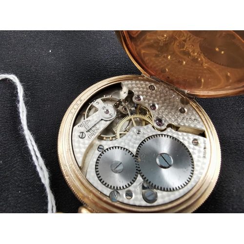 182 - Gold plated 10 year guarantee pocket watch in good clean working condition