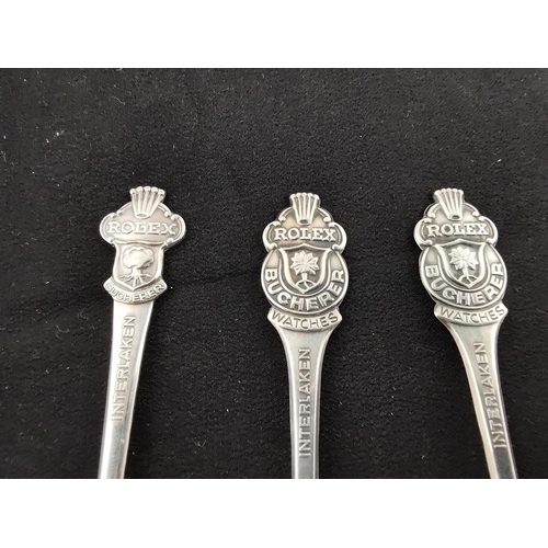 195 - Three Swiss Rolex Buchere Interlaken collectable spoons