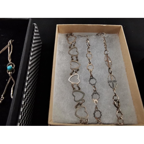 197 - Quantity of 925 silver jewellery inc three necklaces, three bracelets and a ring size L