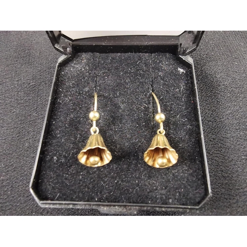 203 - Pair of 9ct gold bell earrings total weight of 1 gram