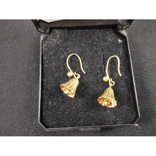 203 - Pair of 9ct gold bell earrings total weight of 1 gram