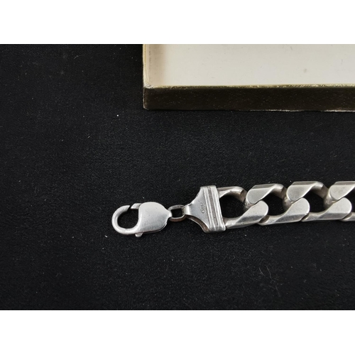 205 - Chunky 925 silver flat curb link bracelet 1.6 troy ounces