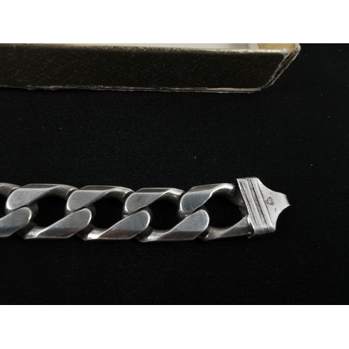 205 - Chunky 925 silver flat curb link bracelet 1.6 troy ounces