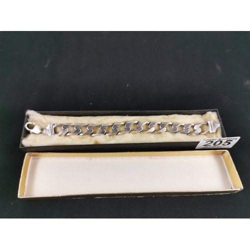 205 - Chunky 925 silver flat curb link bracelet 1.6 troy ounces