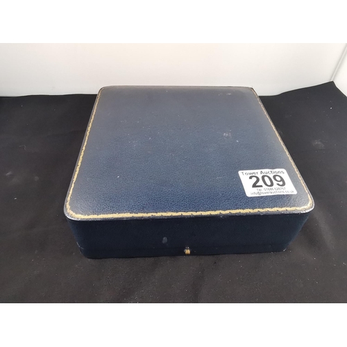 209 - Cased hallmarked silver butter dish and knife in excellent condition total weight not including glas... 