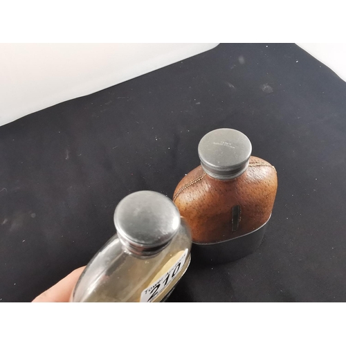 210 - Two antique plated hip flasks