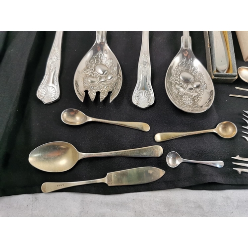 211 - Large quantity of various good quality vintage plated cutlery inc 4 piece berry serving set boxed te... 