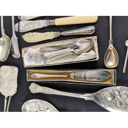 211 - Large quantity of various good quality vintage plated cutlery inc 4 piece berry serving set boxed te... 