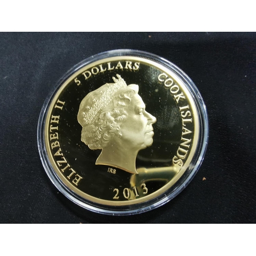 231 - Coronation Jubilee 2013 65mm 24ct gold plated coin with a portrait of H.M. Queen Elizabeth II to the... 