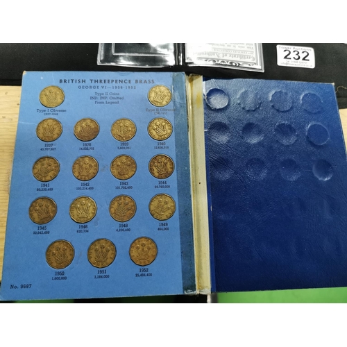 232 - Large quantity of various British coins inc a threepence set 50p coins bun pennies etc