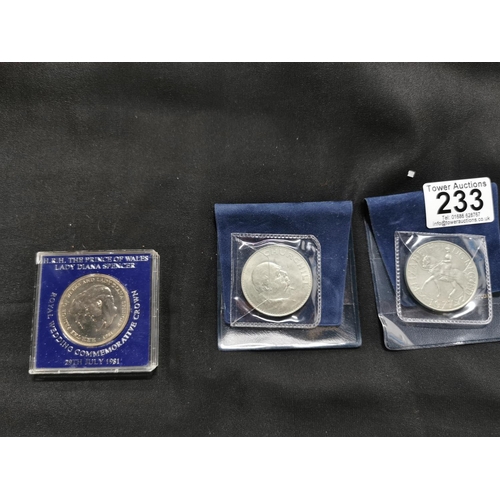 233 - Two decimal coin sets a quantity of crowns and a J.S. Forde 10 shilling bank note