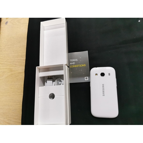 237 - Boxed Samsung Galaxy A3 mobile phone in hardly used condition been factory reset has a charging cabl... 