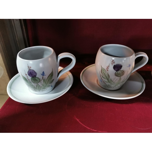 239 - 20 piece Buchan Scottish tea set with a hand painted thistle pattern