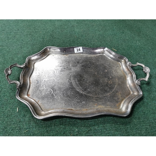 24 - Ornate art nouveau plated tray