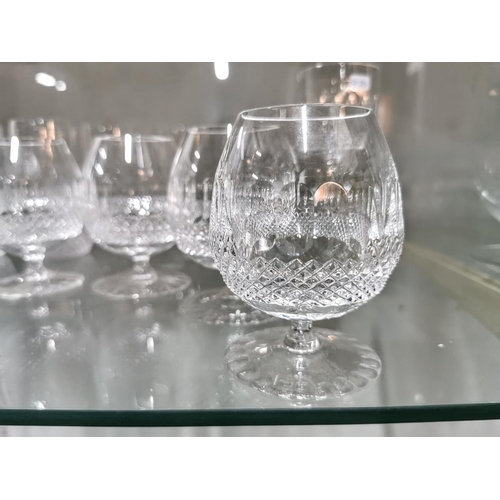 244 - Good quality lead crystal matching glass set inc wine glasses, sherry glasses, brandy glasses beaker... 