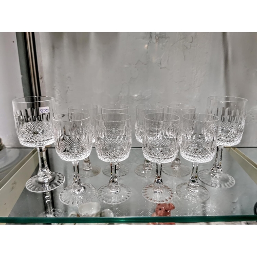 244 - Good quality lead crystal matching glass set inc wine glasses, sherry glasses, brandy glasses beaker... 