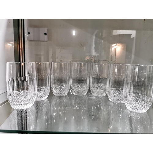 244 - Good quality lead crystal matching glass set inc wine glasses, sherry glasses, brandy glasses beaker... 