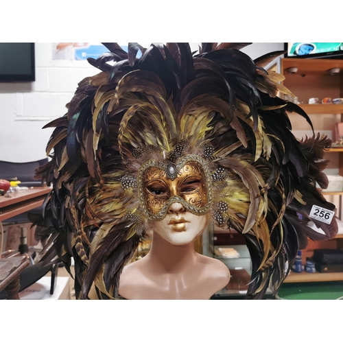 256 - Ornate heavily feathered masquerade mask display not included by La Maschera Del Galeone