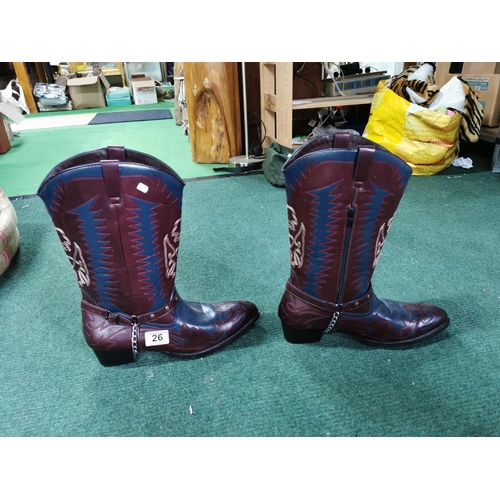 26 - Pair of ornate leather cowboy boots size 46. in very good condition