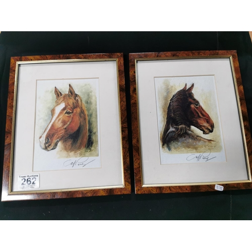 262 - Two hand signed horse head prints framed and glazed