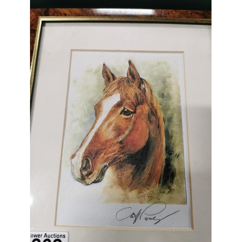 262 - Two hand signed horse head prints framed and glazed