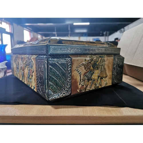 276 - Large ornate metal box by E. Otto Schmidt, height of 17cm, width of 42cm and depth of 30cm