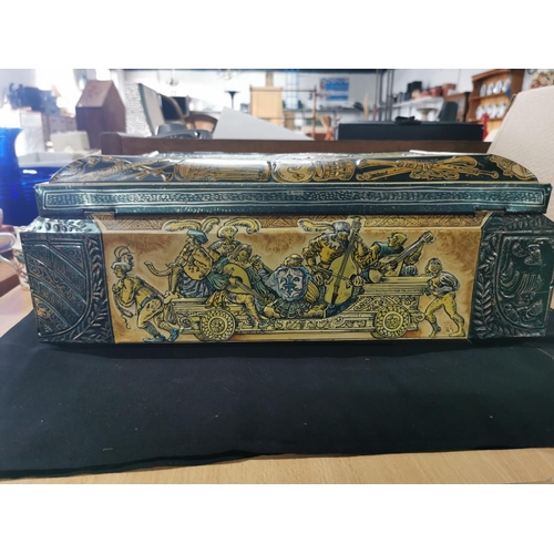 276 - Large ornate metal box by E. Otto Schmidt, height of 17cm, width of 42cm and depth of 30cm