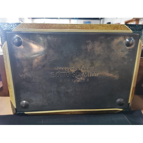 276 - Large ornate metal box by E. Otto Schmidt, height of 17cm, width of 42cm and depth of 30cm