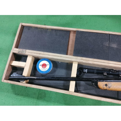 288 - Vintage BSA Meteor .22 air rifle with an Apollo 4x20 scope and a tin of .22 pellets in a good qualit... 