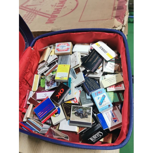 292 - Large job lot of mostly unused matches and match boxes  in a blue lockable case