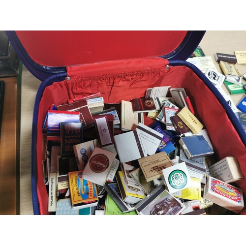 292 - Large job lot of mostly unused matches and match boxes  in a blue lockable case