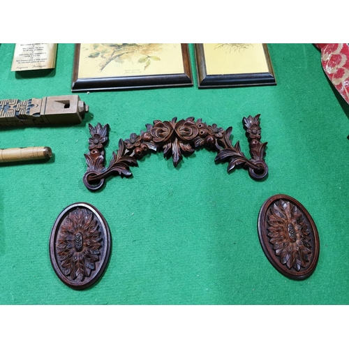 310 - Box full of treen items inc antique carved relief