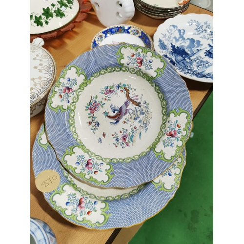 319 - Quantity of collectable china inc two Minton Birds of Paradise plates, Royal Cauldron plate, Art Dec... 