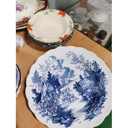 319 - Quantity of collectable china inc two Minton Birds of Paradise plates, Royal Cauldron plate, Art Dec... 