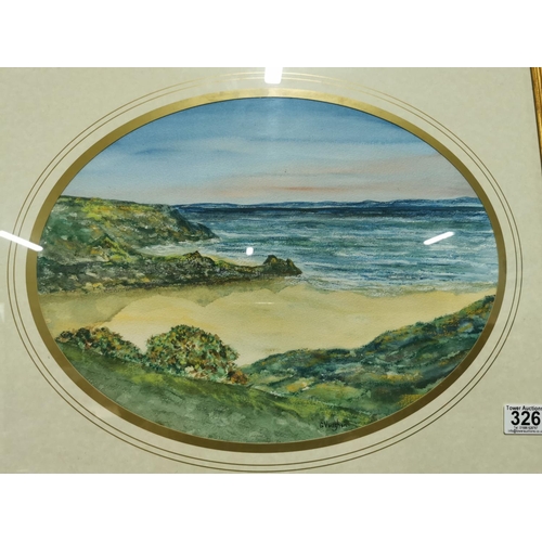 326 - Three matching well done oval water colours signed by G. Vaughn framed and glazed along with one oth... 