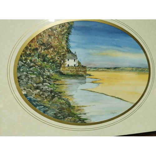 326 - Three matching well done oval water colours signed by G. Vaughn framed and glazed along with one oth... 