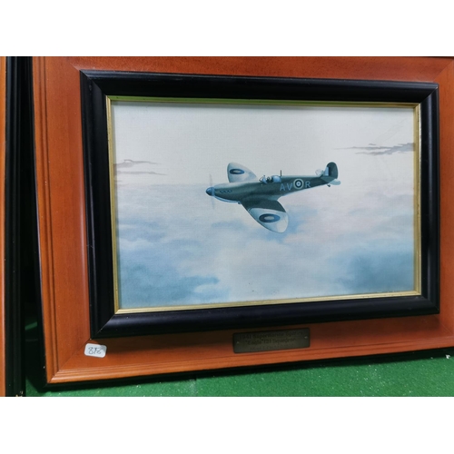 330 - Two framed pictures of WWII aeroplanes, made to look like oil paintings by Alfred Clarke