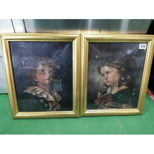 334 - Two antique oil paintings of the pears children including Bubbles and  a blond girl after Sir John E... 