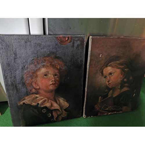 334 - Two antique oil paintings of the pears children including Bubbles and  a blond girl after Sir John E... 