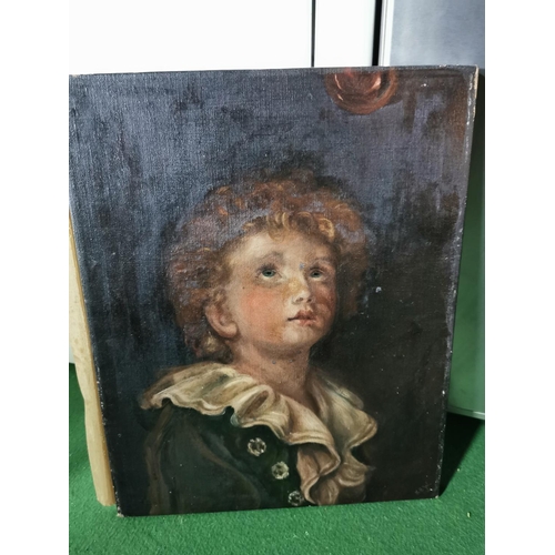 334 - Two antique oil paintings of the pears children including Bubbles and  a blond girl after Sir John E... 