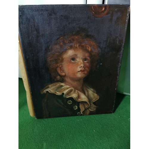 334 - Two antique oil paintings of the pears children including Bubbles and  a blond girl after Sir John E... 