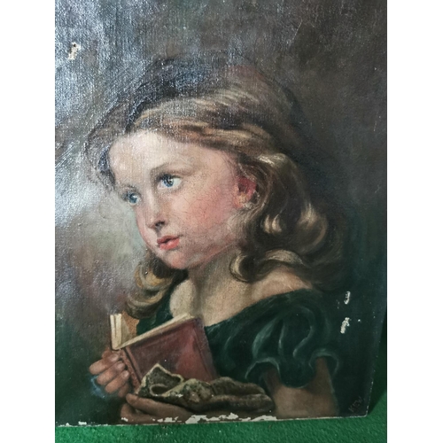 334 - Two antique oil paintings of the pears children including Bubbles and  a blond girl after Sir John E... 