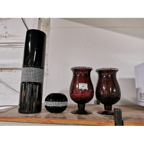 4 - Two red glass vases and two others