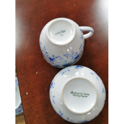 408 - 43 piece vintage Arzberg tea set from the Arzberg form 1382 blue blossoms collection inc two teapots... 