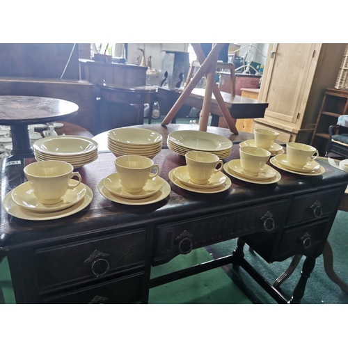 410 - 36 piece woods ware Jasmin pattern yellow tea set